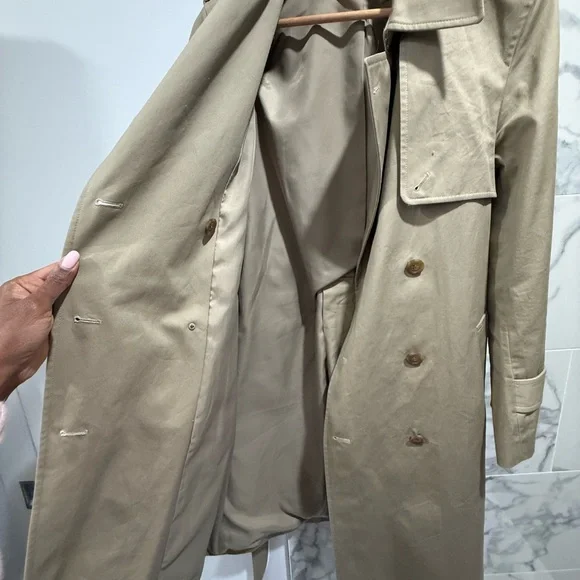 Classic Khaki Trench Coat - Women's Double-Breasted Jacket - Picture 4 of 6